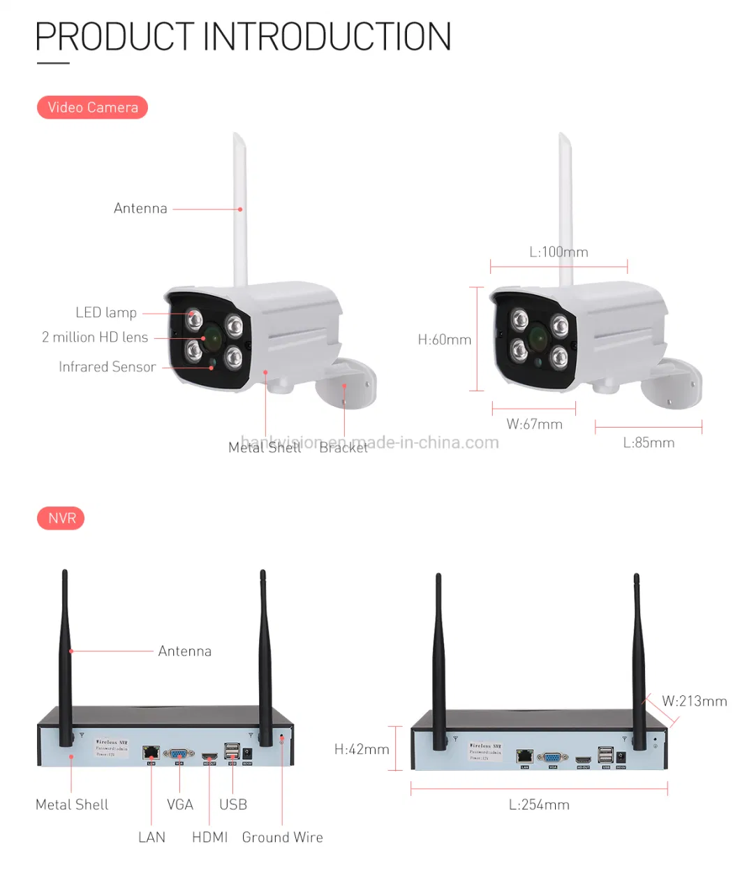 Wireless Kit WiFi NVR Kit 8CH CCTV Camera System with Bullet Camera and PTZ Camera Waterproof 2MP/3MP Tuya