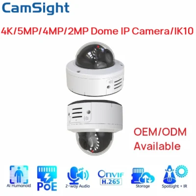 Camsight 4K 8MP 5MP 4MP 2MP Colorvu Полноцветная IP-камера с интеллектуальным обнаружением человека Мини-купольная IP-камера Poe CCTV Сетевая безопасность IP-камера Поставщик OEM